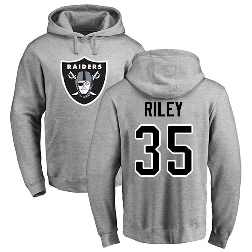 Men Oakland Raiders Ash Curtis Riley Name and Number Logo NFL Football #35 Pullover Hoodie Sweatshirts->nfl t-shirts->Sports Accessory